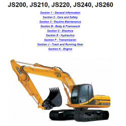 JCB instrukcje napraw + schematy + DTR: JCB Koparki JS200, JS210, JS220, JS240, JS260  od 2001r. - 2006r. instrukcja naprawy